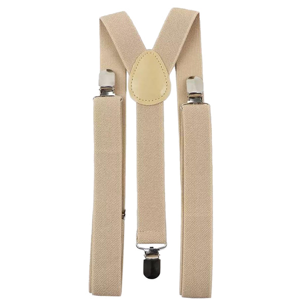 Rufus Tan Brown Wool Bow Tie, Pocket Square and Beige Braces Set