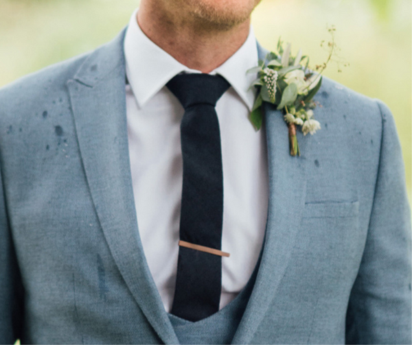 Arthur Navy Blue Skinny Tweed Wool Tie