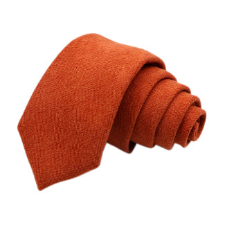 Bea Rusty Burnt Orange Cotton Blend Tie and Pocket Square Set
