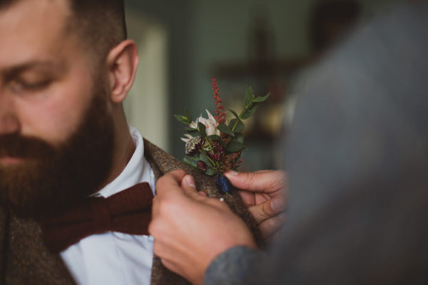 Carter Tweed Wool Burgundy Red Bow Tie