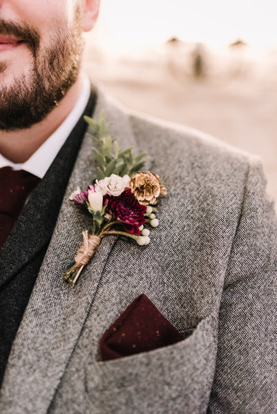 Carter Tweed Burgundy Red Skinny Tie