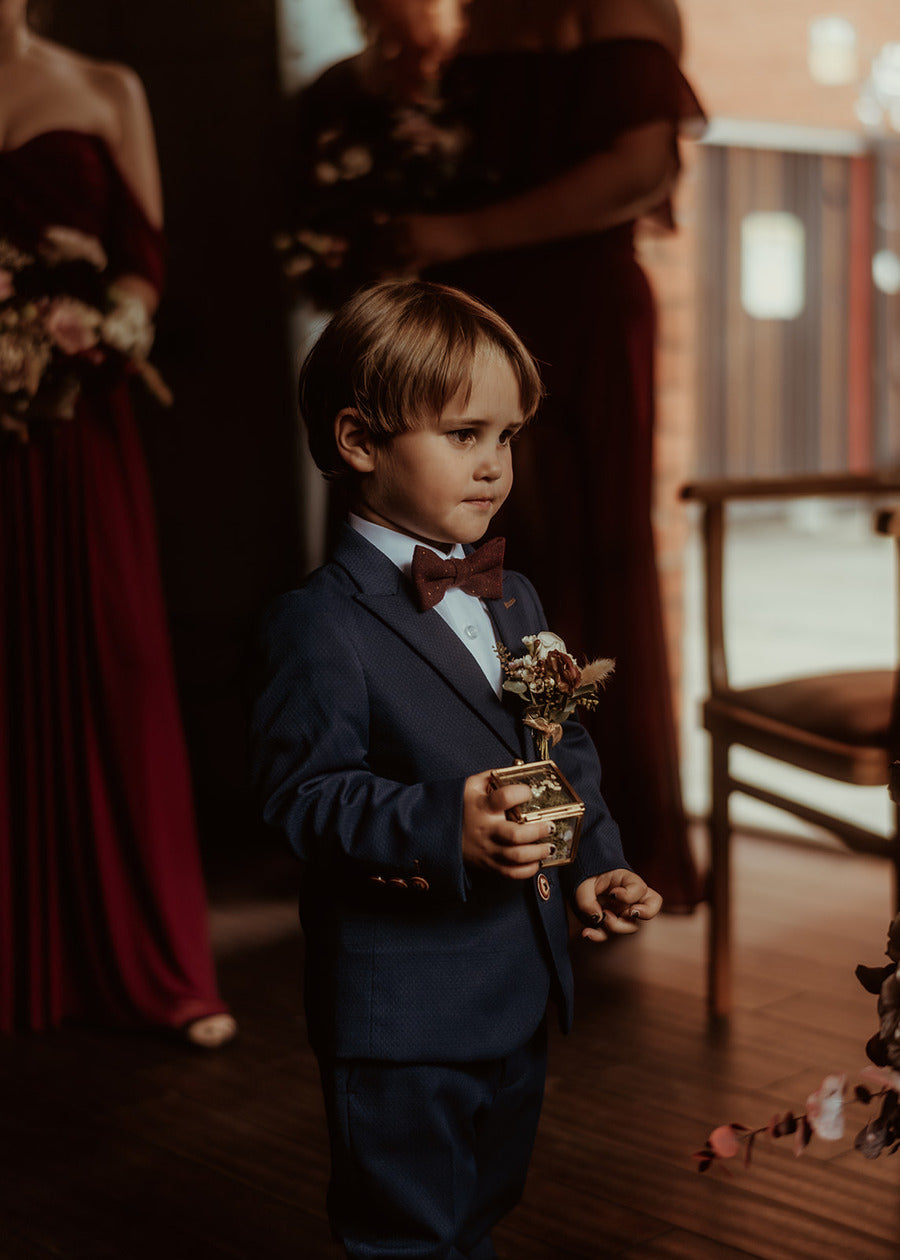 Carter Tweed Wool Burgundy Red Boys Kids Bow Tie