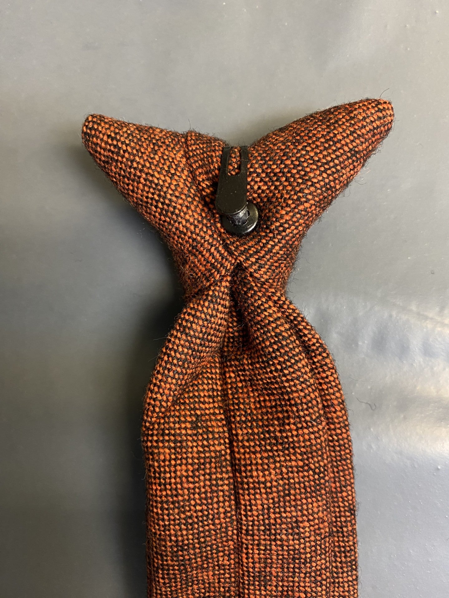 Charlie Burnt Orange Wool Clip-On Tie – Perfect for Weddings