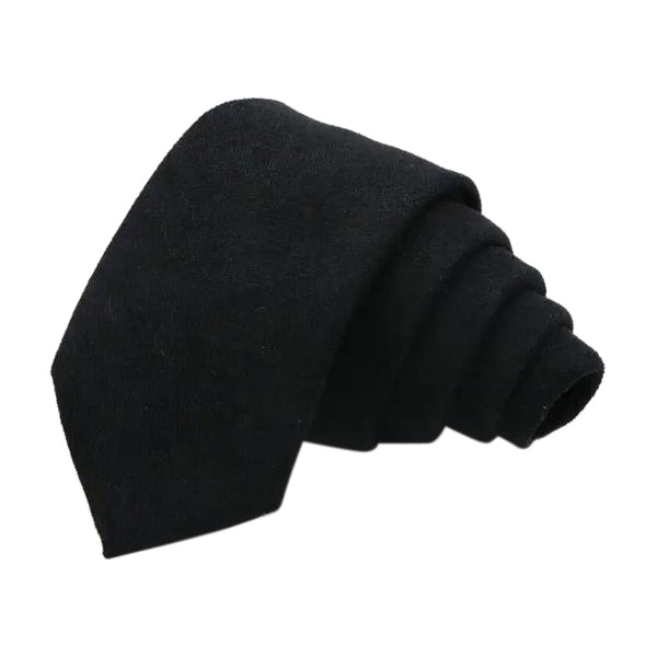 Felix Matt Black Cotton Blend Tie & Matching Pocket Square Set