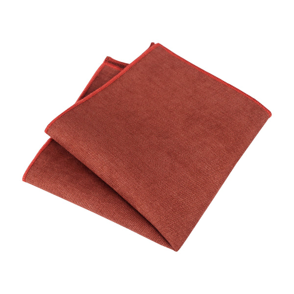 Grace Terracotta Cotton Blend Tie and Pocket Square Set