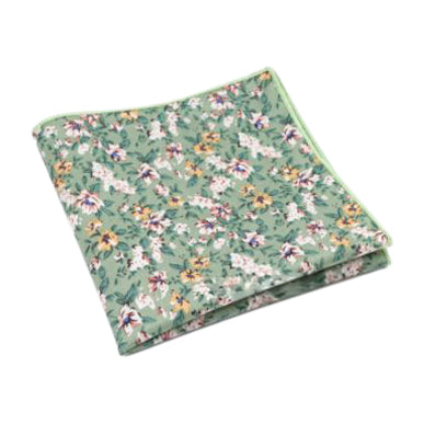 Isa Sage Green, Cream and Yellow Floral Pocket Square
