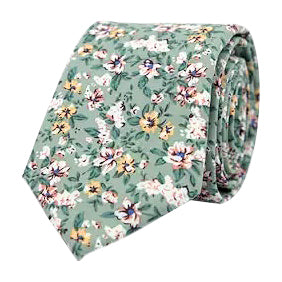 Isa Green, Cream & Yellow Floral Tie