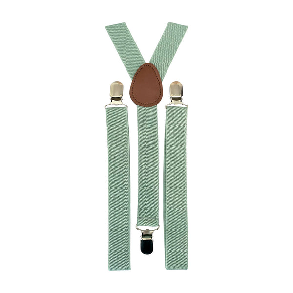 Olivia Cream Floral Cotton Bow Tie, Pocket Square and Eucalyptus Green Braces Set