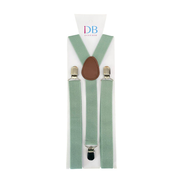 Isa Sage Green, Cream and Yellow Floral Tie and Eucalyptus Green Braces Set