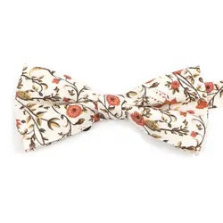 Otto Dusty Orange, Cream & Moss Greens Floral Print Boys Cotton Bow Tie