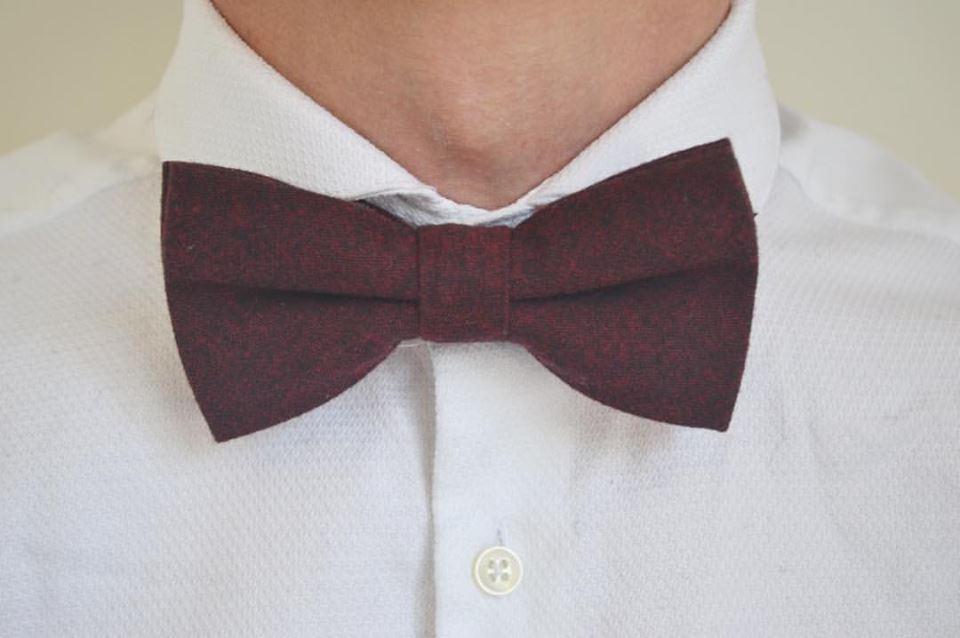 Emily Cotton Burgundy Bow Tie