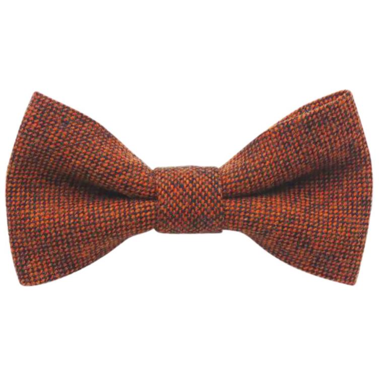 Charlie Rusty Burnt Orange Wool Groom & Page Boy Set - Adult Tie, Pocket Square & Children's Bow Tie