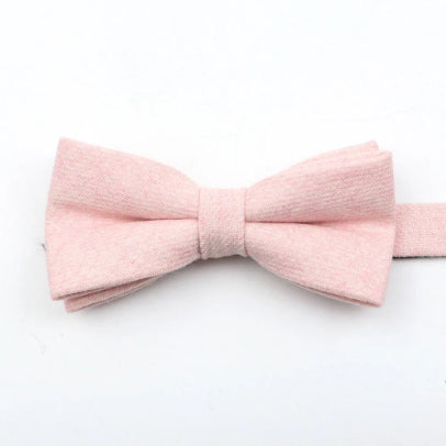 Tallulah Dusty Pink Adult Wool Bow Tie, Pocket Square and Navy Blue Polka Dot Braces Set