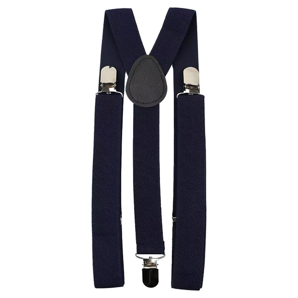 Margot Blue & Pink Floral Adult Cotton Bow Tie, Pocket Square and Navy Blue Plain Braces Set