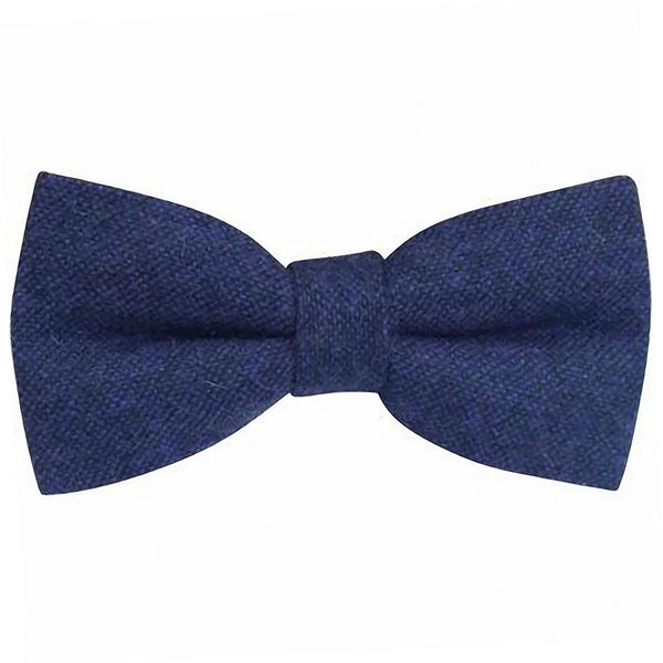 Arthur Navy Blue Pre-Tied Wool Bow Tie and Dusty Pink Pocket Square Set