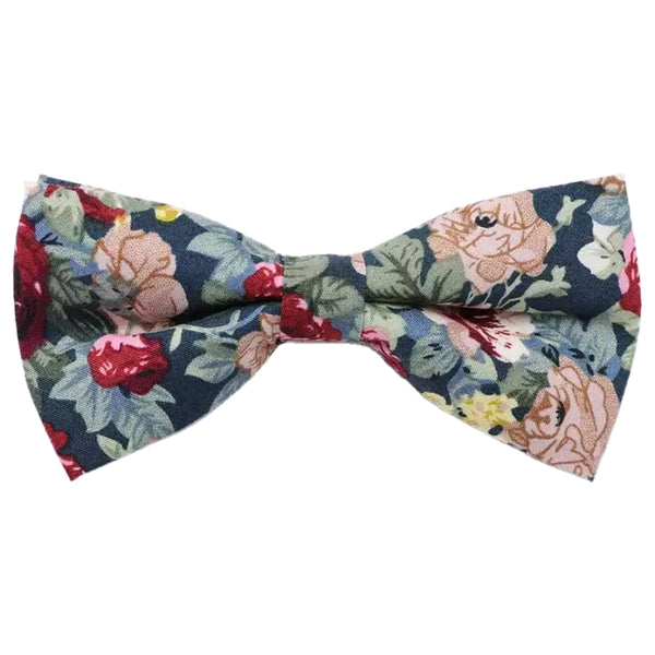 Bobby Blue Floral Cotton Bow Tie and Pocket Square Set