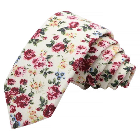 Hooper Cream & Pink Floral Cotton Tie