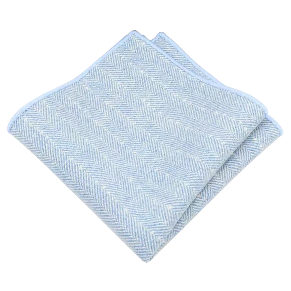 Nyla Blue Herringbone Tweed Pocket Square