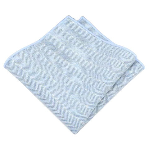 Nyla Blue Herringbone Tweed Pocket Square