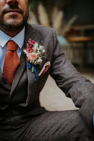 Charlie Burnt Orange Tweed Wool Tie – The Ultimate Wedding Accessory