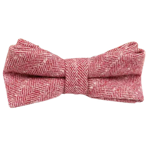 Ralphy Red Herringbone Kids Boys Tweed Bow Tie
