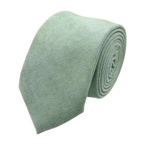 Harrison Sage Green Slim Tie – Luxury Cotton Blend | Perfect Wedding & Groomsmen Gift