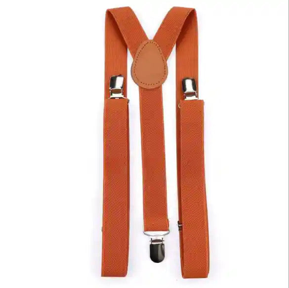 Charlie Rusty Burnt Orange Wool Tie, Pocket Square and Burnt Orange Braces Set