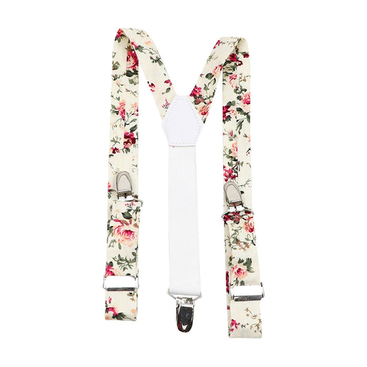 Olivia Cream Floral Boys Vintage Braces