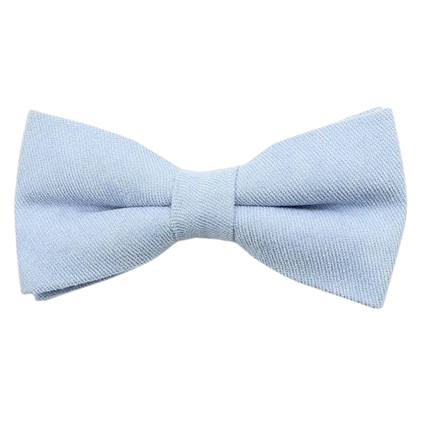 Benedict Soft Blue Cotton Blend Bow Tie and Pocket Square Set