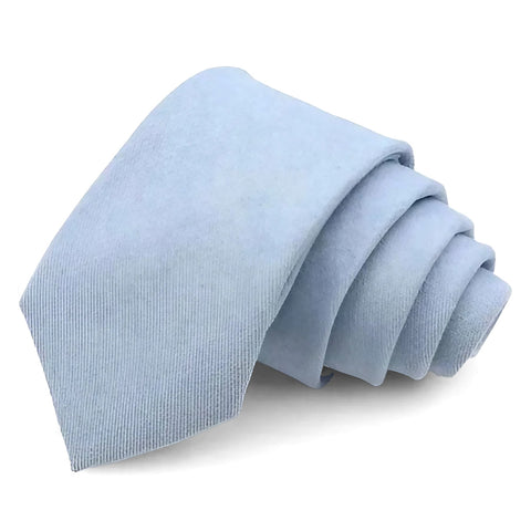 Benedict Soft Dusky Blue Cotton Blend Skinny Tie