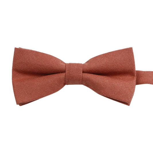 Calvin Burnt Coral Cotton Bow Tie - Pre-tied Bow Tie for Groomsmen