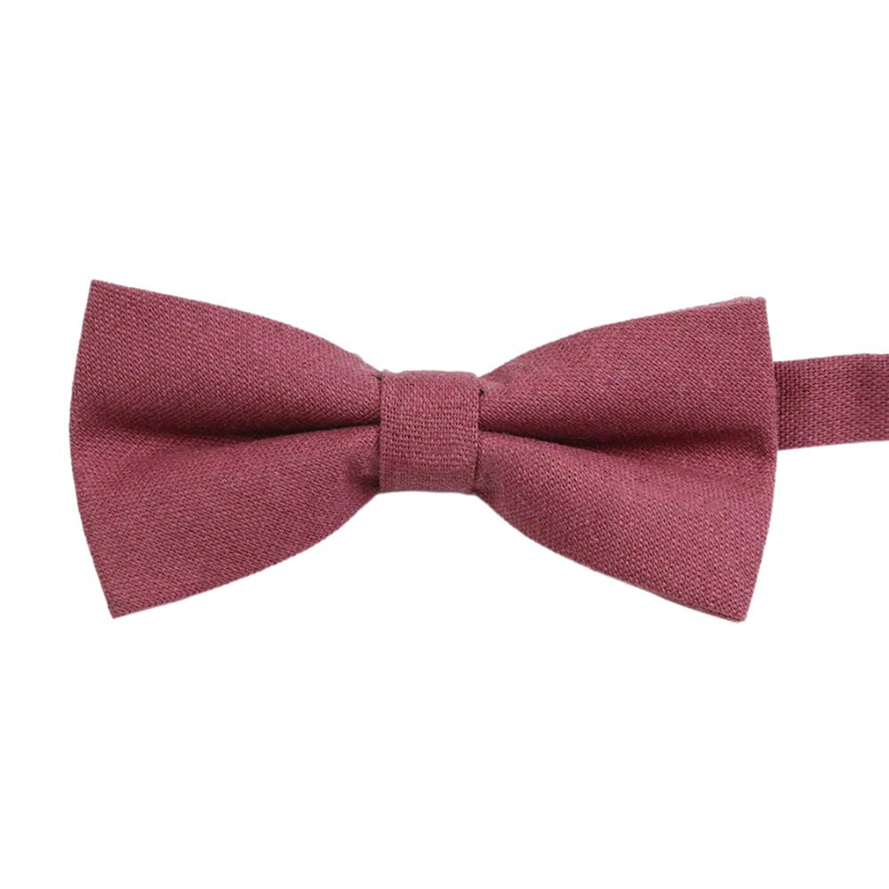 Ambrose Muted Mauve Cotton Bow Tie, Pocket Square and Cream Braces Set