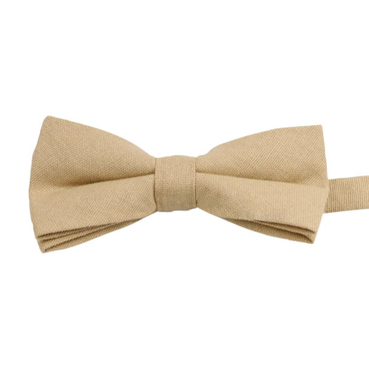 Perri Champagne Beige Cotton Bow Tie - Pre-tied Bow Tie for Groomsmen