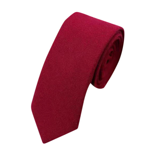 Bright Burgundy Red Cotton Slim Tie – Groomsmen Wedding Tie
