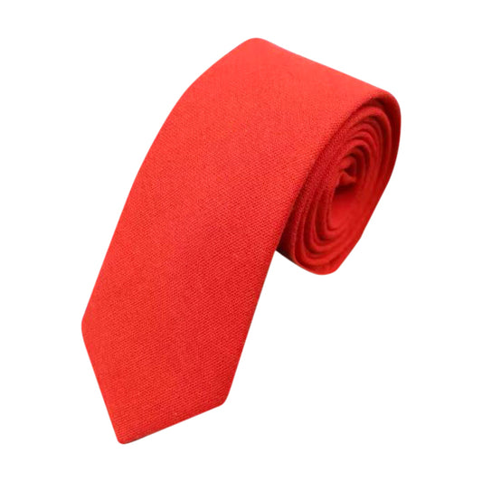 Bright Classic Red Cotton Slim Tie – Groomsmen Wedding Tie
