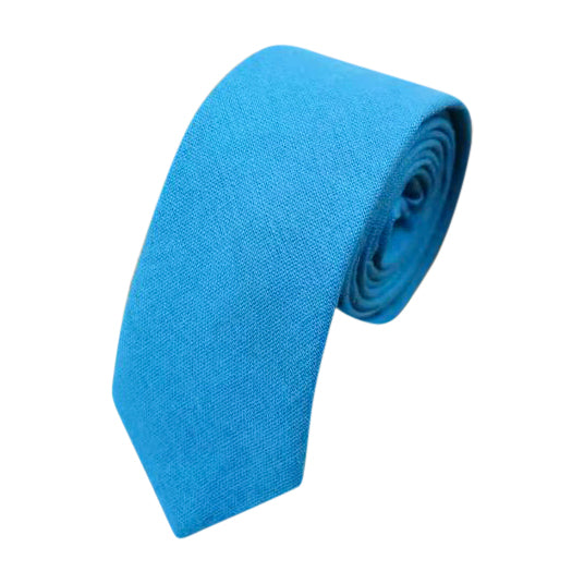 Bright Turquoise Blue Cotton Tie & Lars Blue & Yellow Floral Pocket Square Set – Groomsmen Wedding Accessories
