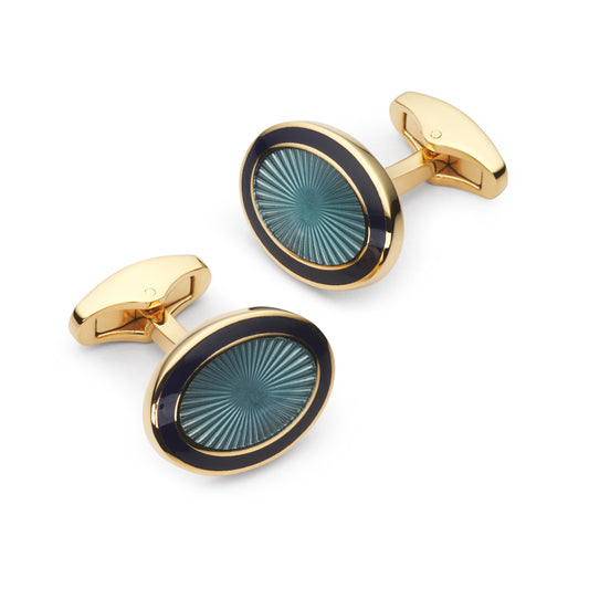 Sunburst Enamel Cufflinks In Sapphire Blue