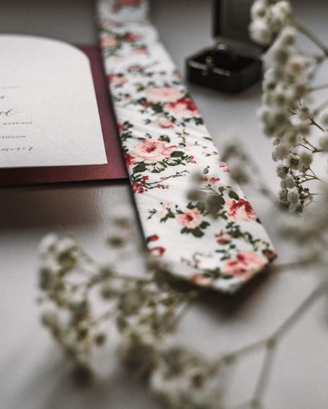 Olivia Cream Floral Cotton Groom & Page Boy Set - Adult Tie, Pocket Square & Children's Bow Tie