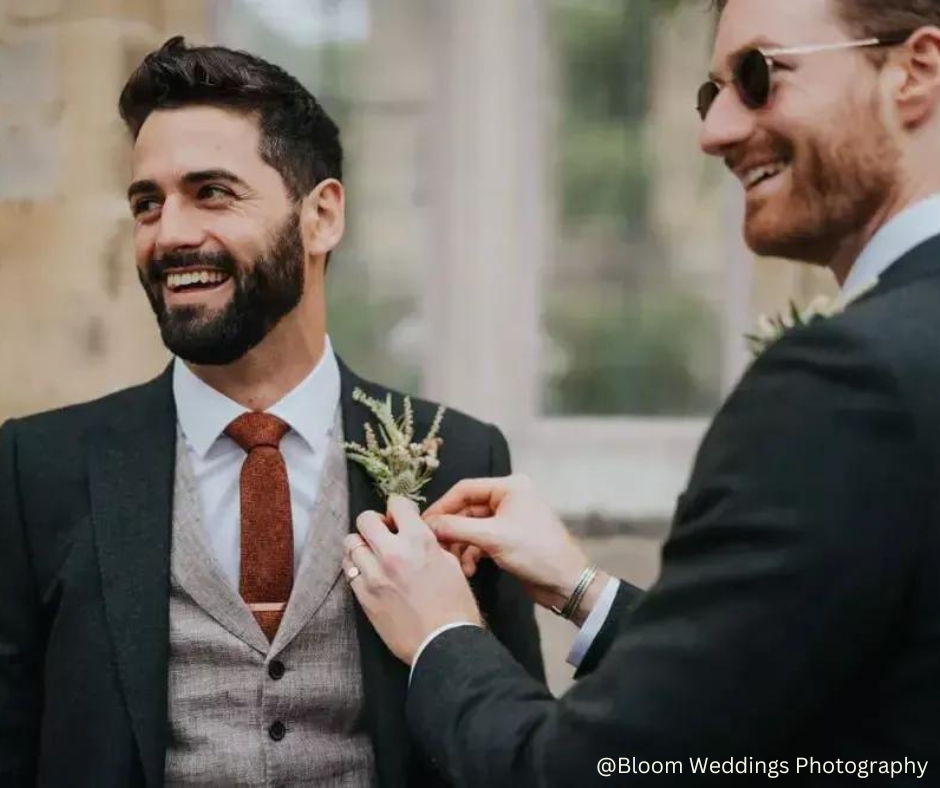 Charlie Rusty Burnt Orange Wool Groom & Page Boy Set - Adult Tie, Pocket Square & Children's Bow Tie