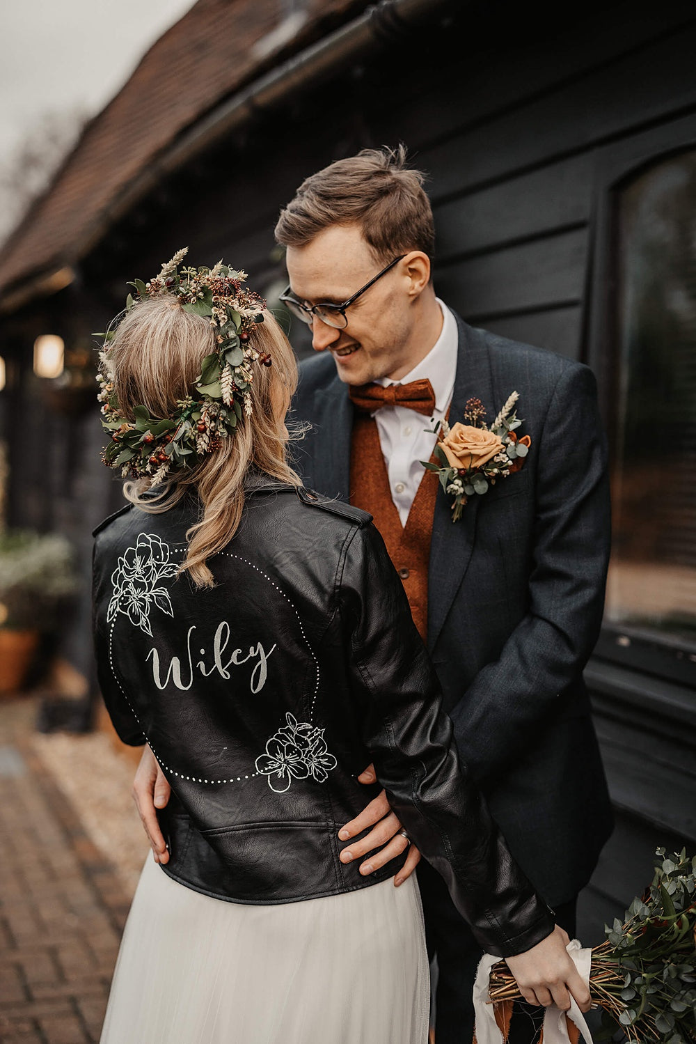 Charlie Rusty Burnt Orange Wool Bow Tie and Otto Rust Cream & Green Floral Print Pocket Square Set