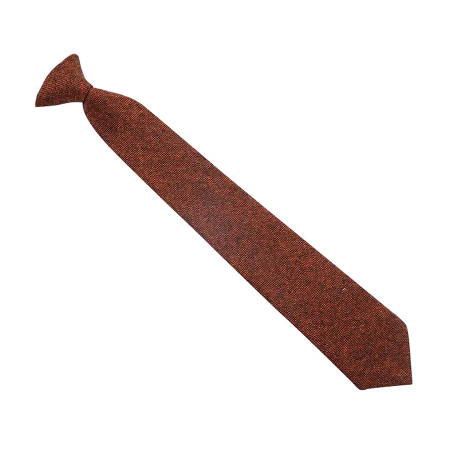 Charlie Burnt Orange Wool Clip-On Tie – Perfect for Weddings