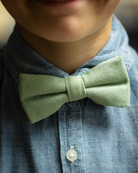 Harrison Sage Green Boy’s Bow Tie and Eucalyptus Braces Set