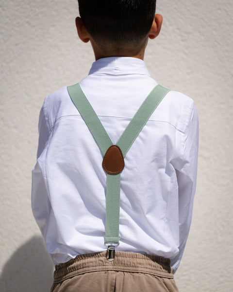 Harrison Sage Green Boy’s Bow Tie and Eucalyptus Braces Set