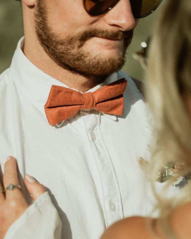 Bea Rusty Burnt Orange Cotton Blend Bow Tie