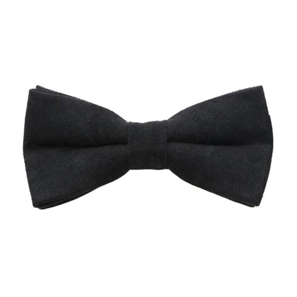 Felix Black Cotton Blend Bow Tie & Matching Pocket Square Set