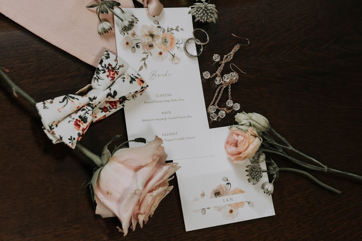 Olivia Cream Floral Cotton Groom & Page Boy Set - Adult Tie, Pocket Square & Children's Bow Tie