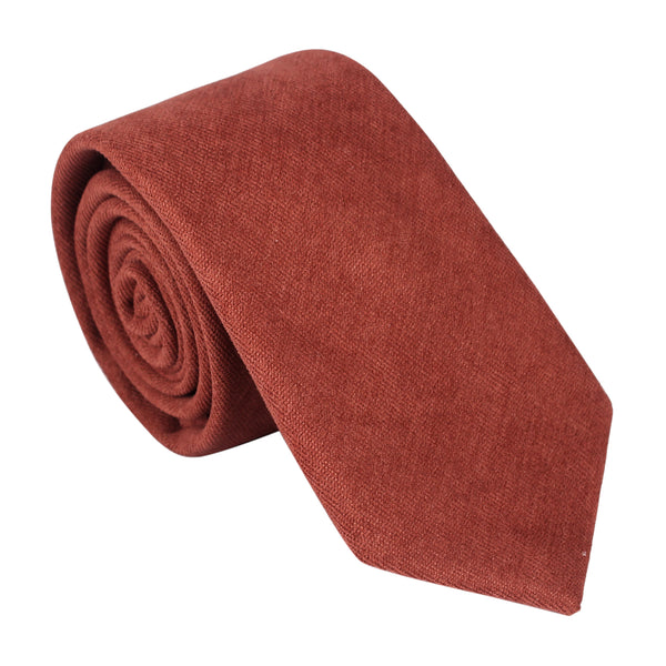 Grace Terracotta Cotton Blend Tie and Pocket Square Set