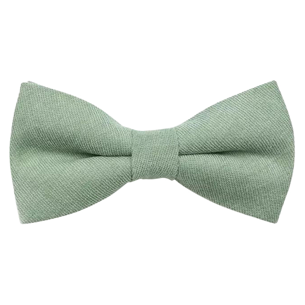 Harrison Sage Green Cotton Blend Boy’s Bow Tie and Pocket Square Set