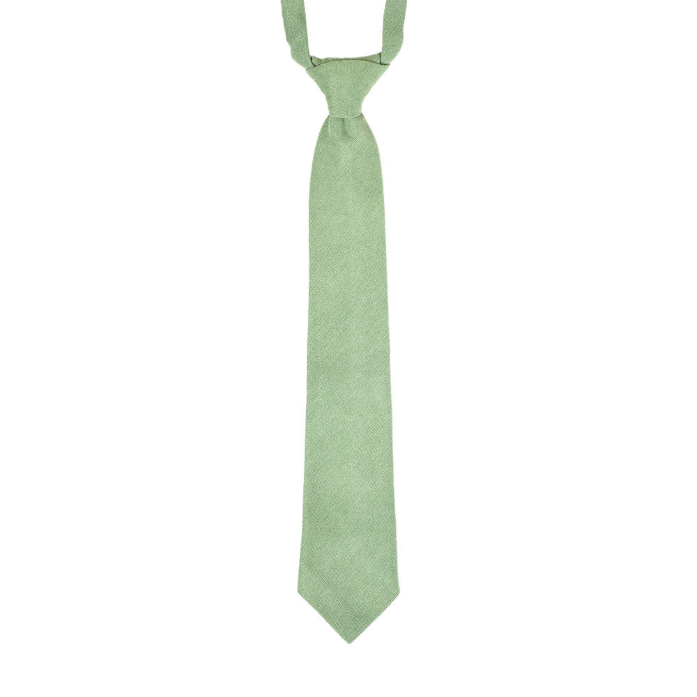 Harrison Sage Green Cotton Blend Boy’s Neck Tie and Pocket Square Set