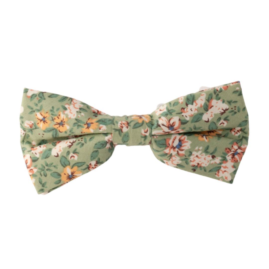Isa Green, Cream and Yellow Floral Boys Cotton Bow Tie